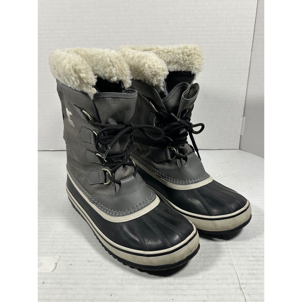 Sorel Winter Carnival Womens 9 Waterproof Snow Boots Gray Black NL1495-035